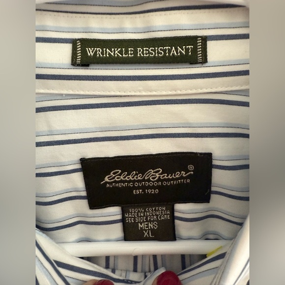 Eddie Bauer Mens Wrinkle Resistant Button Up Shirt SZ XL Multi Striped Cotton - Picture 2 of 9